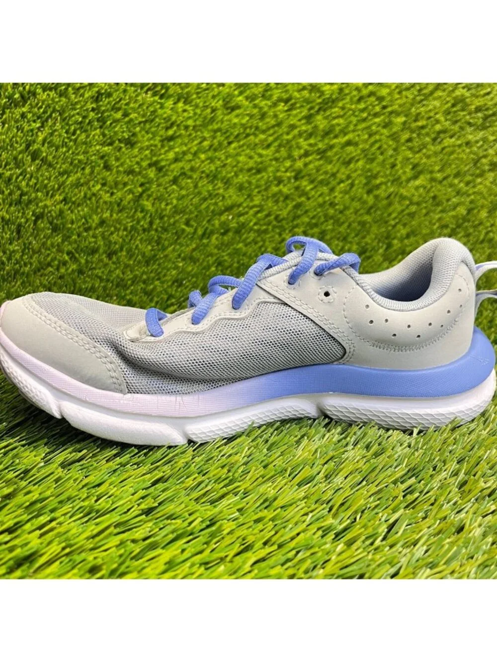 Under Armour Charged Assert 10 Girls Size 5Y Gray Purple Running Shoes Sneakers_2